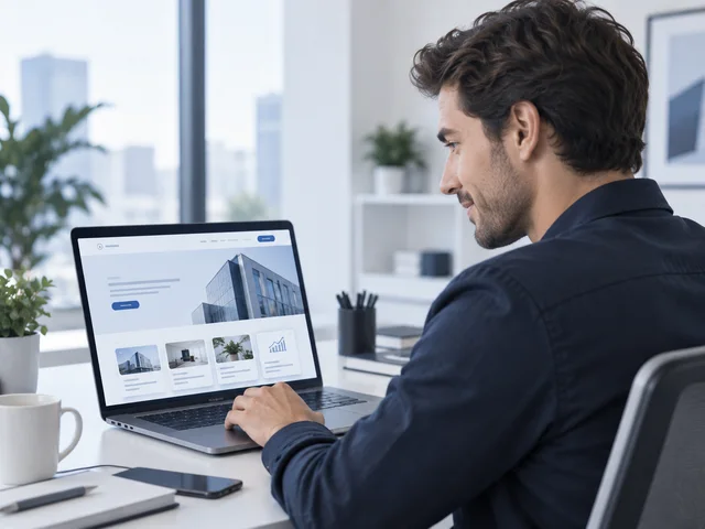 Profesional trabajando frente a un portátil con una página web